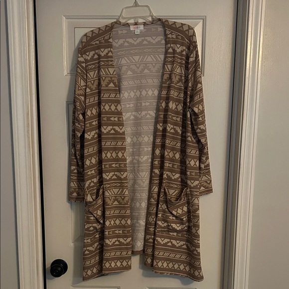 Patterned Brown Open-Front Sweater - Picture 1 of 1